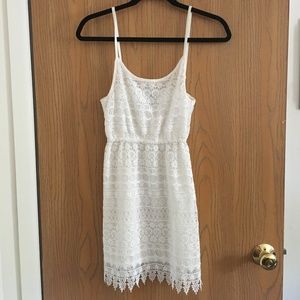 Short White Lace Dress with Adjustable Straps